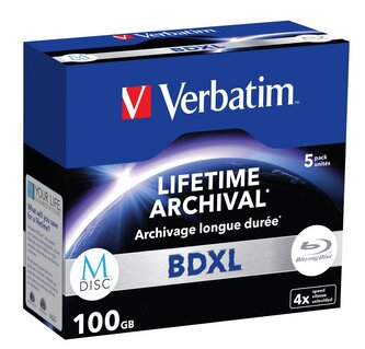 VERBATIM M-DISC BD-R XL 100GB, 4x, jewel case 5 ks