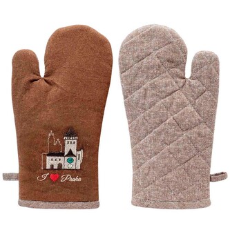 GIFTY CITY Chňapka s magnetem,Béžová a hnědá,výšivka Orloj,RC BA