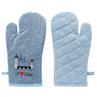 GIFTY CITY Chňapka s magnetem,Světle modrá a tmavě modrá,výšivka Karlův most,RC BA