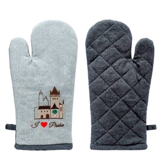 GIFTY CITY Chňapka s magnetem,Světle šedá a tmavě šedá,výšivka Orloj,RC BA