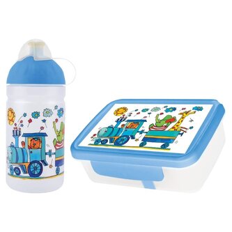 set R&B box a lahev Vláček se zvířátky 500ml