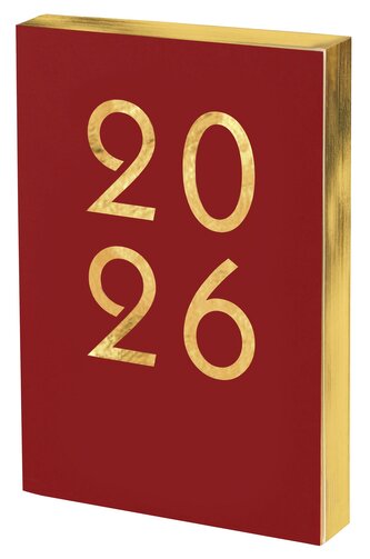Kalendarz książkowy A5 2026 Art dzienny czerwony