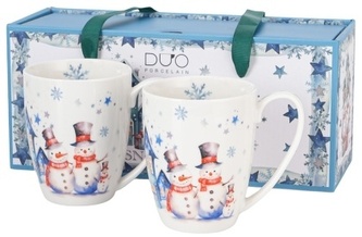 Sada dvou porcelánových hrnků Snowman