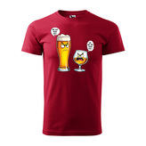 Tričko s potiskem Mě má rád víc - pivo vs. bourbon: červené XL