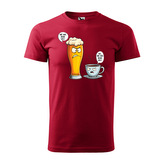 Tričko s potiskem Mě má rád víc - pivo vs. káva: červené L