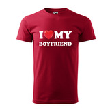 Tričko s potiskem I love my boyfriend: červené 3XL