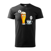 Tričko s potiskem Mě má rád víc - pivo vs. káva: černé M