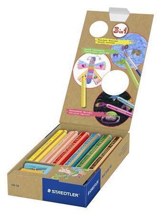 Barevné pastelky "Noris Junior", 6 barev, 3v1, STAEDTLER 140 C6 Barevné pastelky "Noris Junior", 6 barev, 3v1, STAEDTLER 140 C6