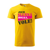 Tričko s potiskem Jsem slušná holka, vole: žluté M