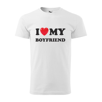 Tričko s potiskem I love my boyfriend: bílé 2XL