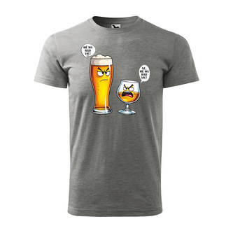 Tričko s potiskem Mě má rád víc - pivo vs. bourbon: šedé L