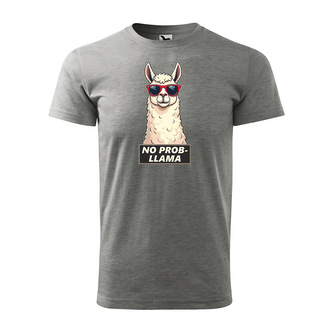 Tričko s potiskem No prob-llama: šedé 2XL