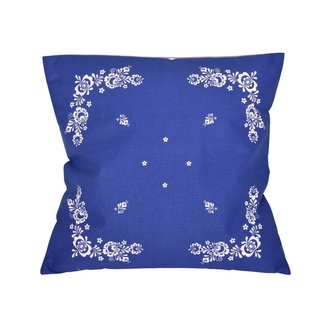 Návlek na polštář, Folk podklad modrý, 38 x 38 cm