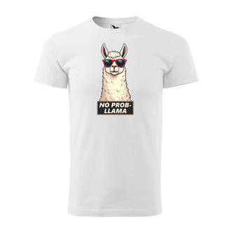 Tričko s potiskem No prob-llama: bílé 5XL