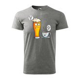 Tričko s potiskem Mě má rád víc - pivo vs. káva: šedé 4XL