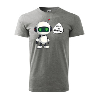 Tričko s potiskem Šťastný robot: šedé S