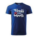Tričko s potiskem Beauty is my business: modré XL