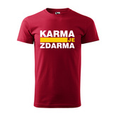 Tričko s potiskem Karma je zdarma: červené 3XL