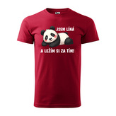 Tričko s potiskem Jsem líná a ležím si za tím: červené 4XL