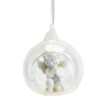 Koule skleněná s andílkem Ø7 cm