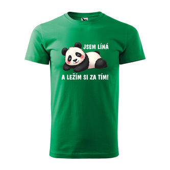 Tričko s potiskem Jsem líná a ležím si za tím: zelené 4XL