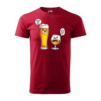 Tričko s potiskem Mě má rád víc - pivo vs. bourbon: červené 3XL