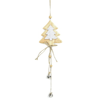 Závěsný stromek stříbrný s rolničkami