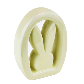 Obrys vajíčka se zajíčkem kramika světle žlutá 12 cm