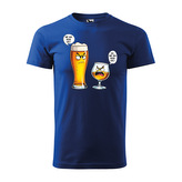 Tričko s potiskem Mě má rád víc - pivo vs. bourbon: modré 4XL