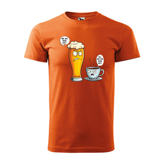 Tričko s potiskem Mě má rád víc - pivo vs. káva: oranžové 4XL