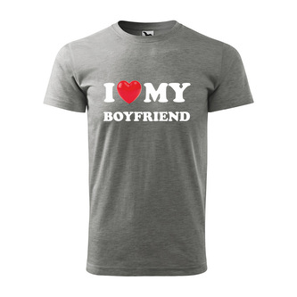 Tričko s potiskem I love my boyfriend: šedé 4XL