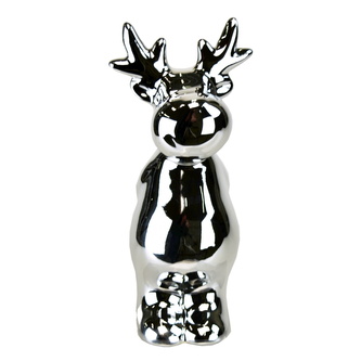 Keramický sob stříbrný 16 cm