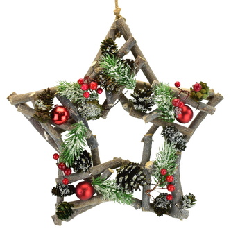 Hvězda se zelenými šiškami 35 cm