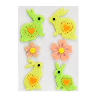 Jarní motivy z flísu, zajíčci, 6 ks