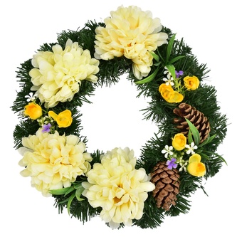 Podzimní věnec se sv. žlutými chryzantémami Ø 30 cm