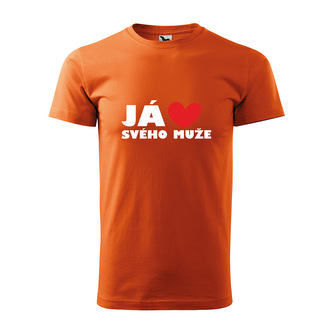 Tričko s potiskem Já miluju svého muže: oranžové 5XL