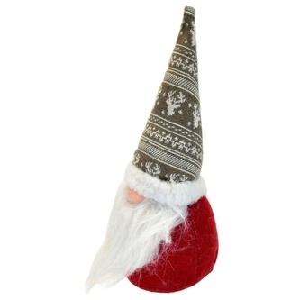 Skřítek s pletenou šedou čepicí 30 cm