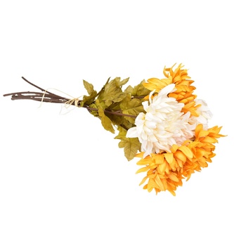 Kytice oranžových a krémových chryzantém 6 ks, 70 cm