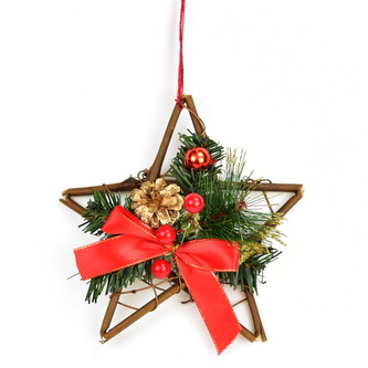 Hvězda proutěná s mašlí 20 cm