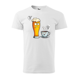 Tričko s potiskem Mě má rád víc - pivo vs. káva: bílé 4XL