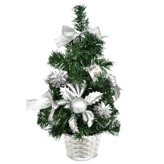 Stromek zdobený stříbrný - 35 cm