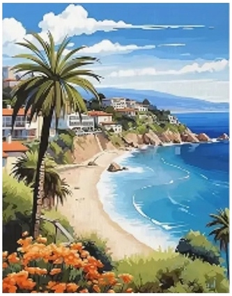 Mozaika diamentowa 30x40cm Palma z widokiem na plaże, Norimpex