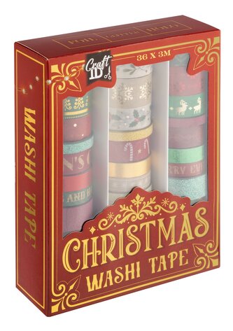 Vánoční washi pásky, 36 ks - červené