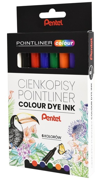 Cienkopis Pointliner Colour kpl. 6 szt., Pentel Arts