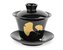 Porcelánový zhong/gaiwan Ginkgo, černý, zlatý list ginkgo, 160 ml