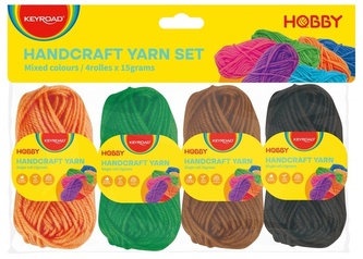 Włóczki zestaw 4-kol. 4X5g pomarańczowy zielony brązowy czarny, Keyroad