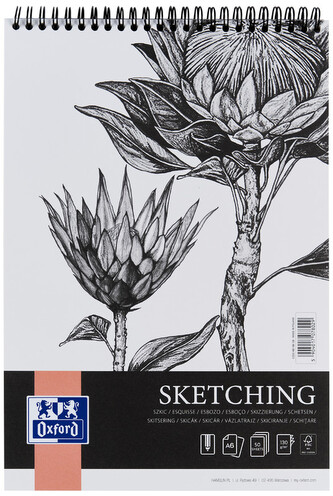 Szkicownik A6 50 k. 130g SKETCHBOOK biały na spirali, Oxford