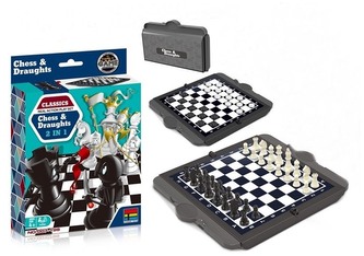 Gra Szachy i Warcaby 2w1 w małej zamykanej walizce, Norimpex