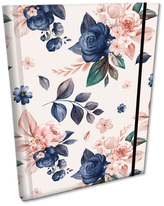 Notes B6 z gumką Soft Touch w kratkę Niebieskie Róże, Bee-Bee