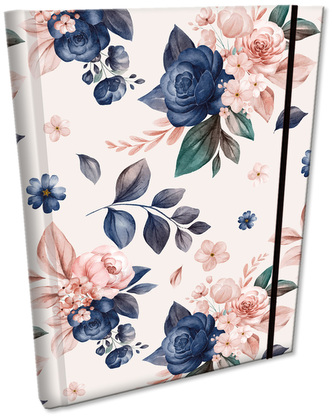 Notes B6 z gumką Soft Touch w kratkę Niebieskie Róże, Bee-Bee